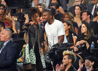 NEW YORK, NY - AUGUST 28: Jaden Smith and Kanye West attend the 2016 MTV Video Music Awards at Madison Square Garden on August 28, 2016 in New York City.