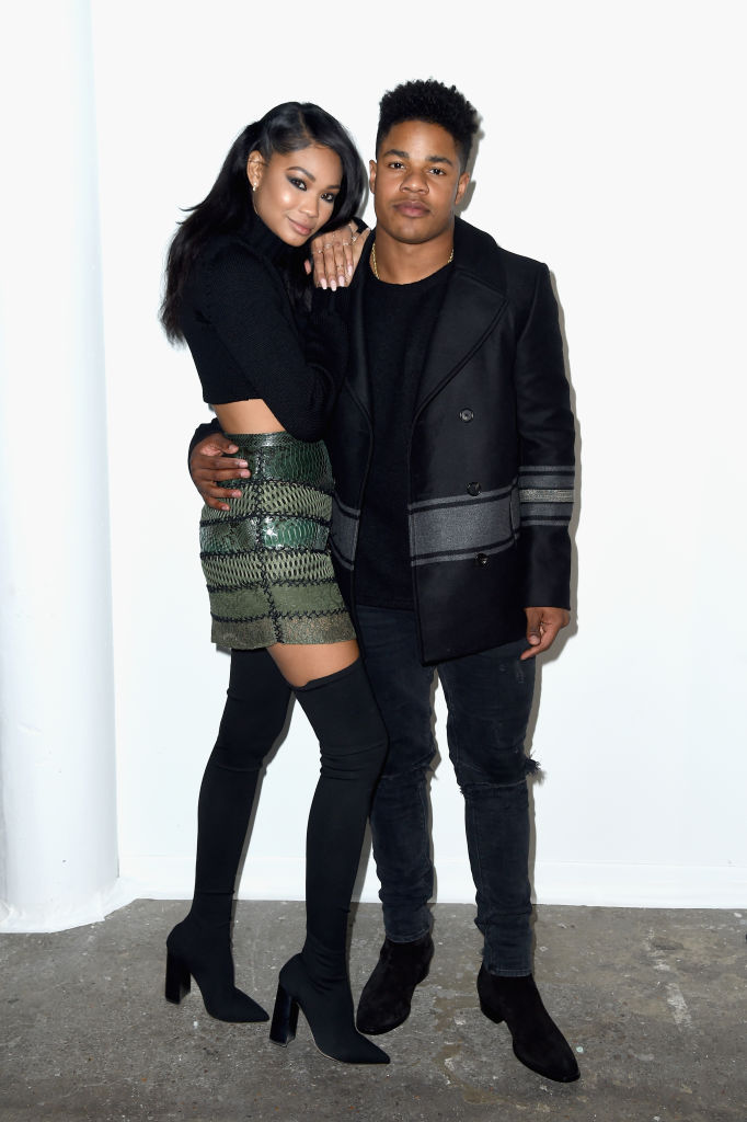 HOUSTON, TX - FEBRUARY 03: Model Chanel Iman (L) and NFL player Sterling Shepard attend Vogue Celebrates The Launch of LIFEWTR at Super Bowl LI on February 3, 2017 in Houston, Texas.