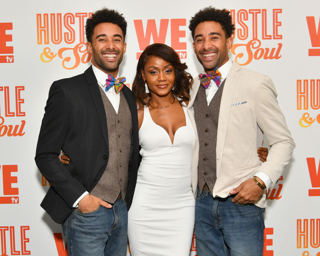 Dominic D'Angelica, Sana Akibu, and Stefen D'Angelica attends Wetv's Hustle & Soul Season 2 Premiere Celebration on March 19, 2018 in New York City.