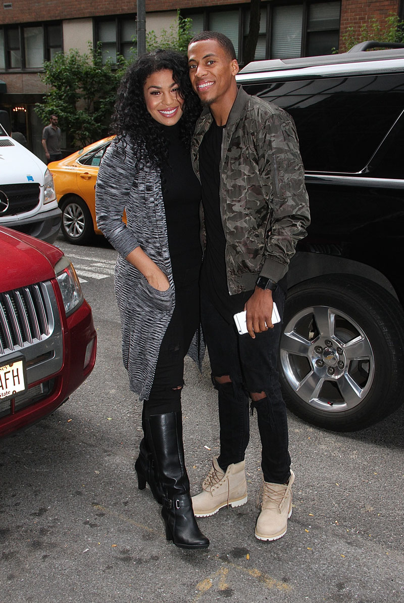 Jordin Sparks and boyfriend Dana Isaiah spotted leaving 'Good Day New York' in New York City, New York.