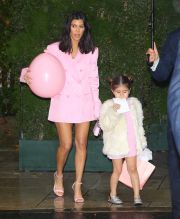 kourtney Kardashian and Penelope leave khloe kardashian baby shower in Los Angeles, CA