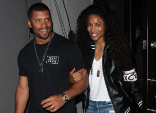 Ciara and Russell Wilson are all smiles as they leave Craig's Restaurant after having dinner in West Hollywood