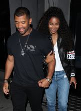Ciara and Russell Wilson are all smiles as they leave Craig's Restaurant after having dinner in West Hollywood