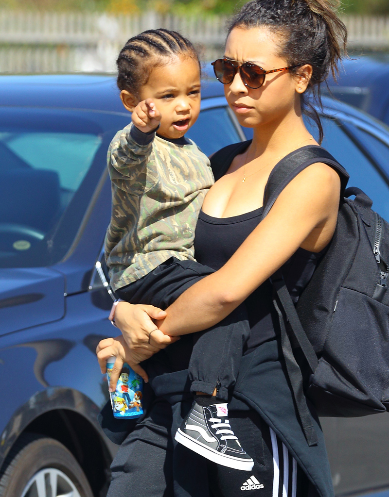 Saint West arrives at a children's salon in Los Angeles, CA