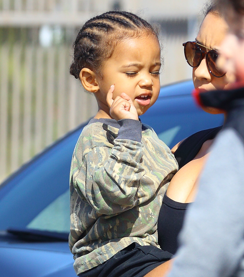 Saint West arrives at a children's salon in Los Angeles, CA