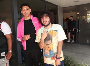 PALM SPRINGS, CA - APRIL 14: Lil Bibby (L) and Benny Blanco attend Interscope Coachella House 2018 on April 14, 2018 in Palm Springs, California.