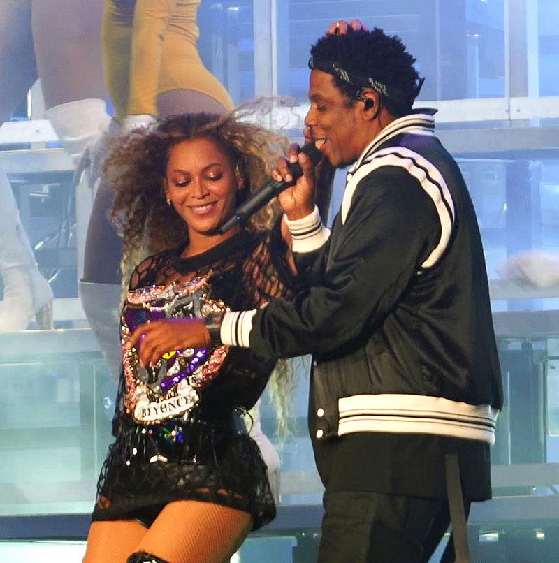 Beyonce runs her fingers through Jay-Z's new hairdo as he makes a surprise appearance at 2018 Coachella Music Festival in Indio, CA