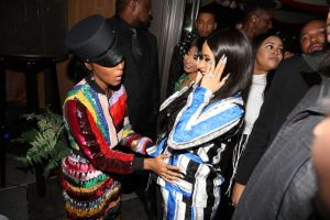 NEW YORK, NY - APRIL 10: Cardi B and Janelle Mone attend CARDI B "Gold Album" Release Party at Moxy Hotel on April 10, 2018 in New York City.