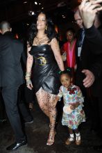 Rihanna and her niece Majesty attend Sephora loves Fenty Beauty by Rihanna launch event on April 5, 2018 in Milan, Italy.