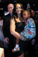 Rihanna and her niece Majesty attend Sephora loves Fenty Beauty by Rihanna launch event on April 5, 2018 in Milan, Italy.