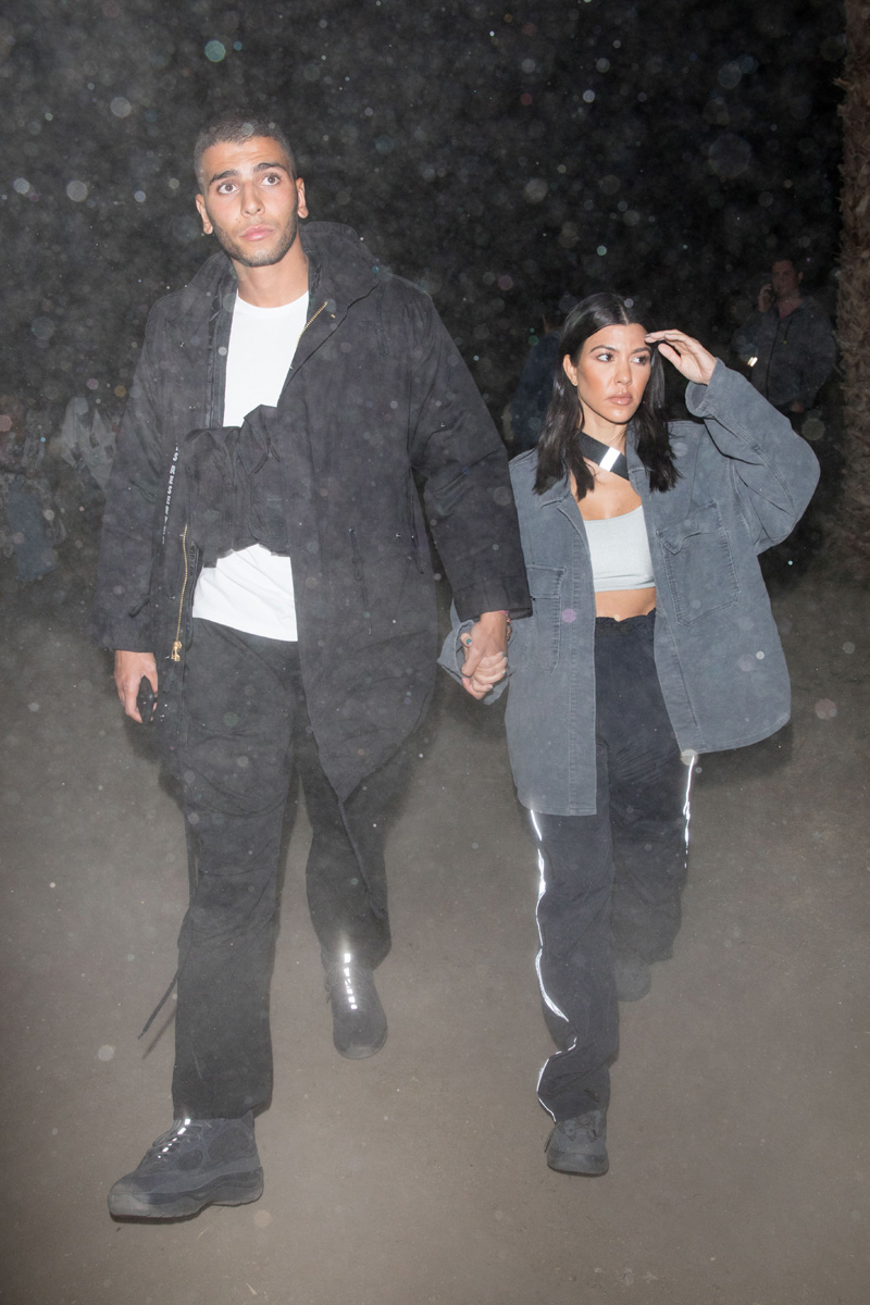 Kourtney Kardashian and boyfriend Younes Bendjima are both seen arriving to the Neon Carnival during Coachella Weekend.
