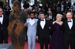 Ron Howard, ChewBacca, Alden Ehrenreich, Emilia Clarke Donald Glover Joonas Suotamo 71st Cannes Film Festival - Premiere of "Solo: A Star Wars Story". Stars walk the red carpet on May 15, 2018