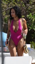 Draya Michele in a pink swimsuit in Miami.