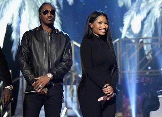 LOS ANGELES, CA - NOVEMBER 20: Rappers Future (L) and Nicki Minaj perform onstage at the 2016 American Music Awards at Microsoft Theater on November 20, 2016 in Los Angeles, California.