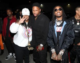 LOS ANGELES, CA - MAY 22: Kamaiyah, YG and Quavo of Migos attends PrettyLittleThing x Karl Kani Afterparty at Murano on May 22, 2018 in Los Angeles, California.