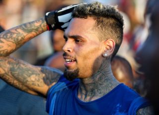Chris Brown attends the 4th Annual Athletes vs Cancer celebrity flag football game hosted by Snoop Dogg and Matt Barnes