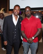 BEVERLY HILLS, CA - JUNE 22: AJ Calloway and Mark Pitts attend Culture Creators Leaders and Innovators Awards Brunch 2018 at The Beverly Hilton on June 22, 2018 in Beverly Hills, California.