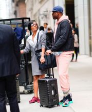 Gabrielle Union and Duane Wade check out of their hotel in New York