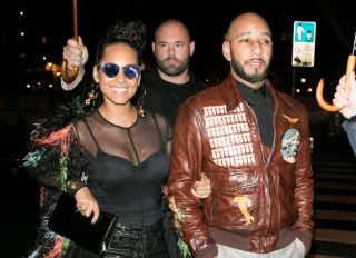 PARIS, FRANCE - MARCH 03: Singer Alicia Keys and her husband Swizz Beatz arrive at 'LAPEROUSE' restaurant on March 3, 2017 in Paris, France.