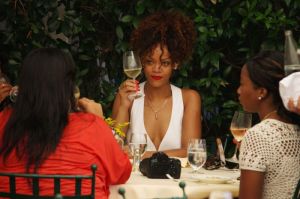 Rihanna continues her holiday in Porto Fino Italy with lunch with her friends on the port