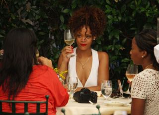Rihanna continues her holiday in Porto Fino Italy with lunch with her friends on the port