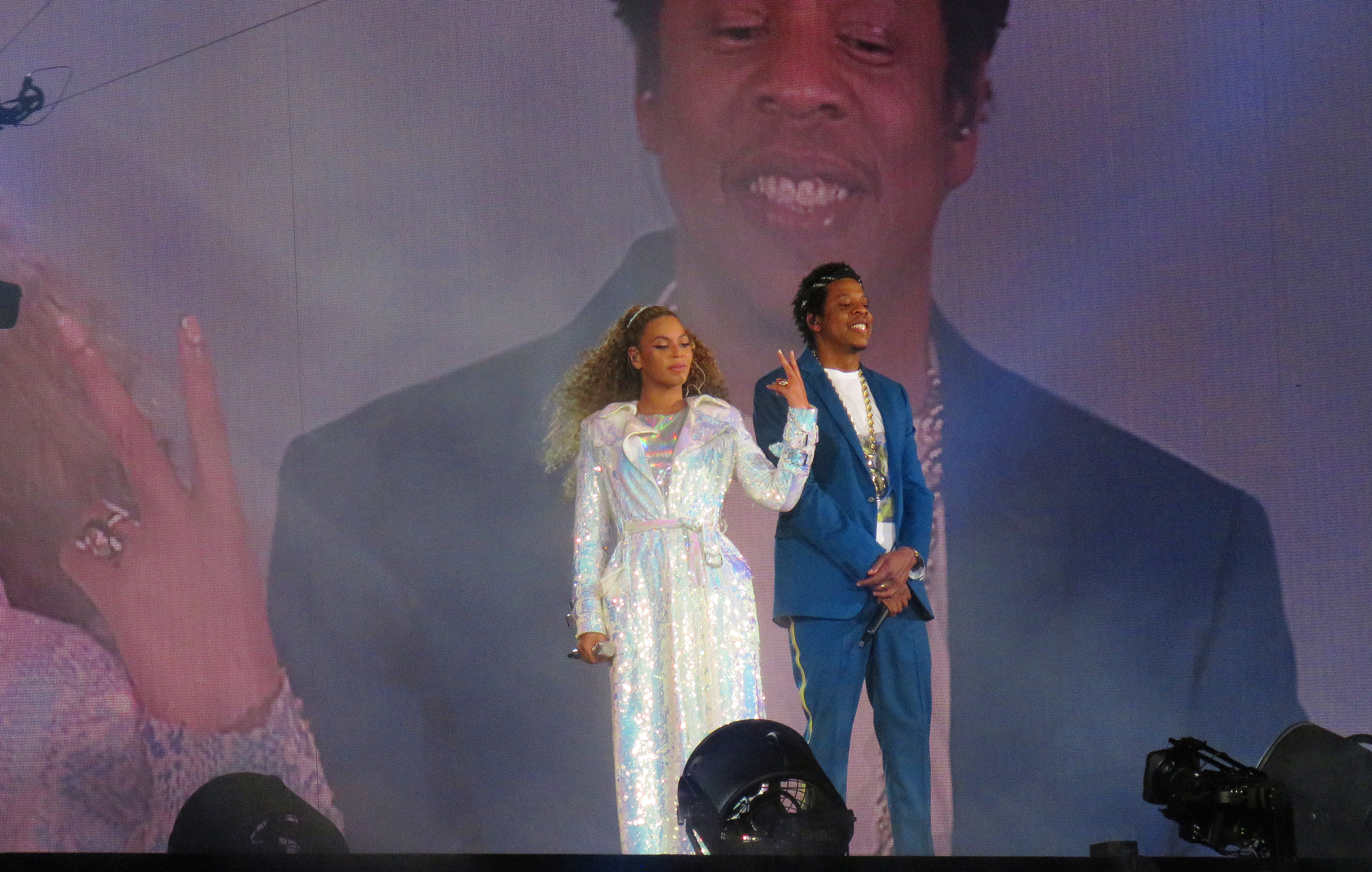 Beyonce and Jay-Z seen performing at the Principality Stadium in Cardiff Wales
