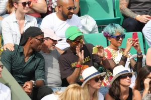 Pharrell Williams and wife Helen Lasichanh attend Roland Garros Tennis Master in Paris, France.