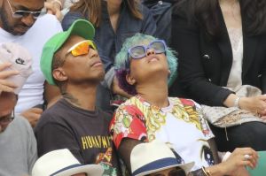 Pharrell Williams and wife Helen Lasichanh attend Roland Garros Tennis Master in Paris, France.