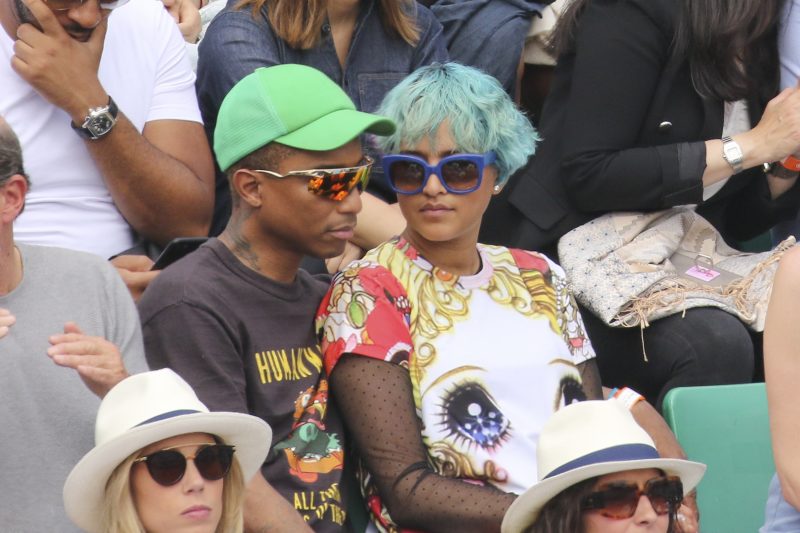 Pharrell Williams and wife Helen Lasichanh attend Roland Garros Tennis Master in Paris, France.