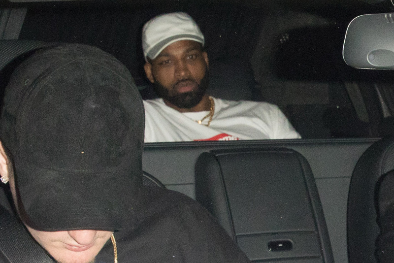 Reality star Khloe Kardashian and NBA star boyfriend Tristan Thompson are spotted out partying together after dinner in Los Angeles, CA. The couple are seen at the back of a car.