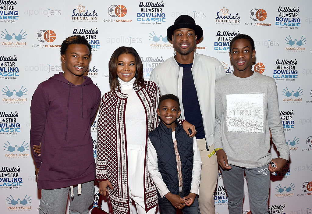 TORONTO, ON - FEBRUARY 13: Dahveon Morris, Gabrielle Union, Zion Wade, Dwyane Wade, and Zaire Wade attend the DWade All Star Bowling Classic Benefitting The Sandals Foundation And Wade's World Foundation at The Ballroom on February 13, 2016 in Toronto, Canada.