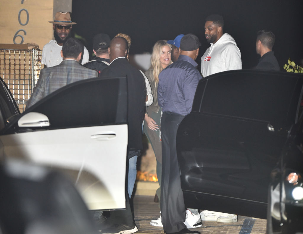 LOS ANGELES, CA - JULY 09: Khloe Kardashian, LeBron James and Savannah Brinson are seen at Nobu on July 09, 2018 in Los Angeles, California.