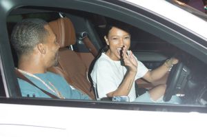 Actress, Karrueche Tran and her NFL star boyfriend Victor Cruz were seen leaving Delilah Night Club in West Hollywood, CA