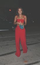 American actress Karrueche Tran and American NFL Victor Cruz arrive at Maxfield in Los Angeles, CA.