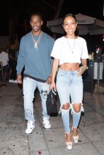 Actress, Karrueche Tran and her NFL star boyfriend Victor Cruz were seen leaving Delilah Night Club in West Hollywood, CA