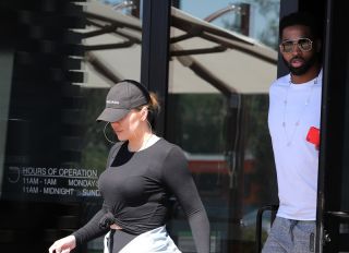 Khloe Kardashian and Tristan Thompson having a lunch date at Joey Woodland Hills