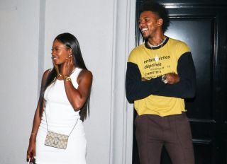 Nick Young and Keonna Green are all smiles as they are spotted outside Craig's Restaurant in Los Angelesis, California.