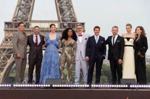 Henry Cavill,Jake Myers,Michelle Monaghan,Angela Bassett,Christopher McQuarrie,Tom Cruise,Simon Pegg,Vanessa Kirby,Rebecca Ferguson attend the 'Mission: Impossible. Fallout' film premiere in Paris, France.