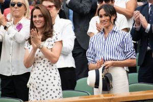 The final of the Wimbledon Tennis Championships 2018 held at the All England Lawn Tennis and Croquet Club in London, UK. Pictured: Catherine Duchess of Cambridge,Meghan Duchess of Sussex