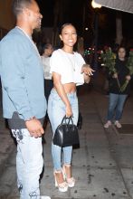 Actress, Karrueche Tran and her NFL star boyfriend Victor Cruz were seen leaving Delilah Night Club in West Hollywood, CA