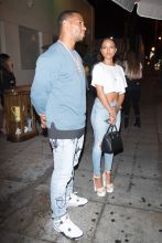 Actress, Karrueche Tran and her NFL star boyfriend Victor Cruz were seen leaving Delilah Night Club in West Hollywood, CA
