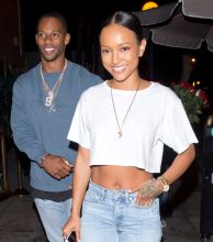 Actress, Karrueche Tran and her NFL star boyfriend Victor Cruz were seen leaving Delilah Night Club in West Hollywood, CA