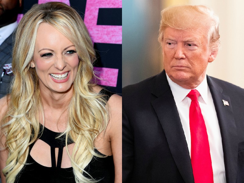 Donald Trump: (Photo by Michael Brochstein/SOPA Images/LightRocket via Getty Images)  Stormy Daniels: (Photo by Steve Granitz/WireImage)