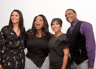 BEVERLY HILLS, CA - SEPTEMBER 26: Merle Dandridge, Oprah Winfrey, Lynn Whitfield and Keith David at the "Greenleaf" Press Conference at the Four Seasons Hotel on September 26, 2016 in Beverly Hills, California.