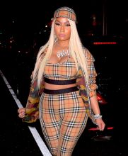 Rapper Nicki Minaj twitter war with ex-boyfriend, Safaree Samuels. live Tidal interview in Soho. head to toe Burberry