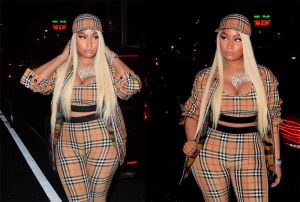 Rapper Nicki Minaj twitter war with ex-boyfriend, Safaree Samuels. live Tidal interview in Soho. head to toe Burberry