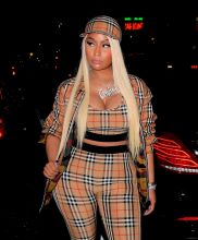 Rapper Nicki Minaj twitter war with ex-boyfriend, Safaree Samuels. live Tidal interview in Soho. head to toe Burberry