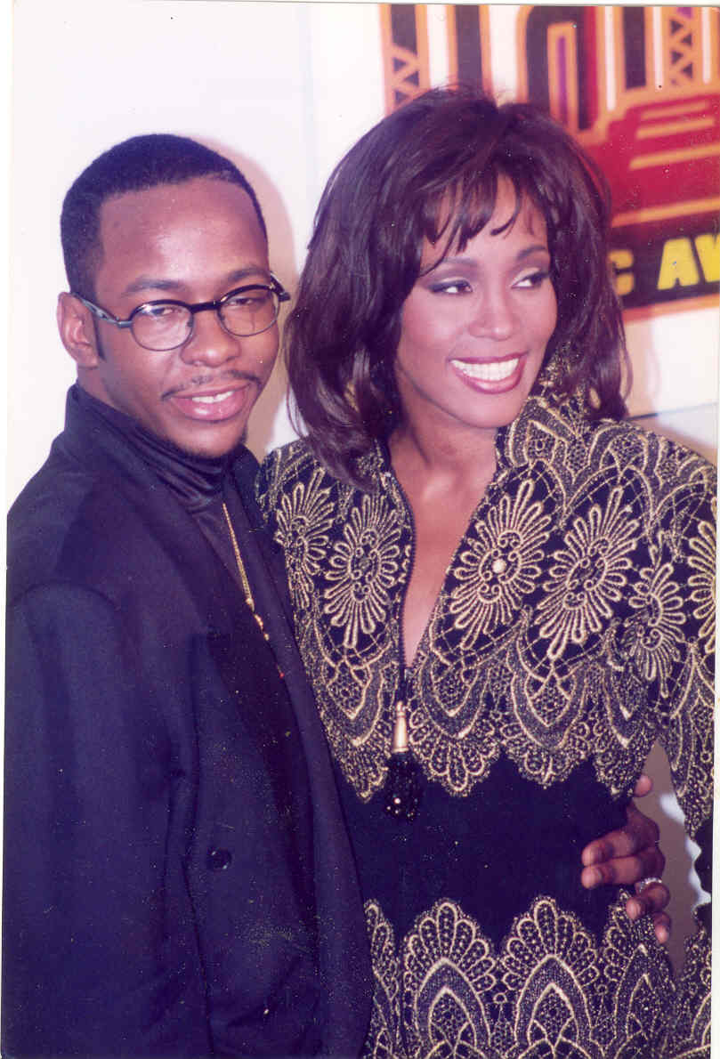 Whitney Houston husband Bobby Brown appear in the pressroom at the Soul Train Music Awards in Los Angeles in 1994. 