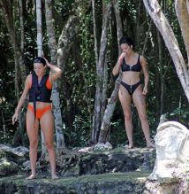 Singer Halsey wears a black bikini as she is seen while on a Mexican Getaway visiting the Cenotes in Tulum Mexico.
