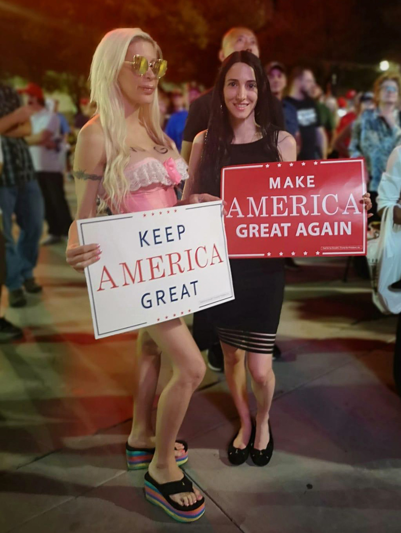 former Big Brother star Frenchy Morgan is seen attending a Re-Elect Trump campaign at Las Vegas convention centre in support of Donald Trump